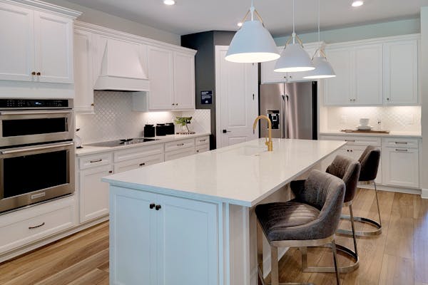 Pendant lighting over kitchen island
