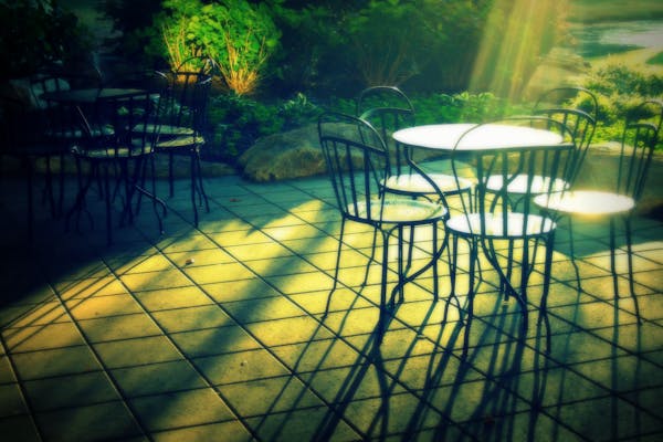 Wooden deck with outdoor seating