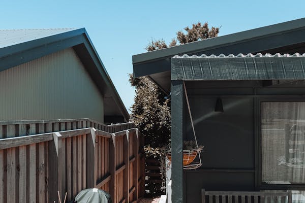 Residential backyard with fence